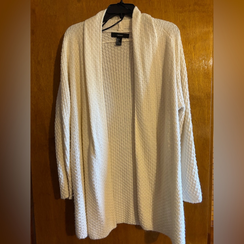 Forever 21 Cream Textured Cardigan